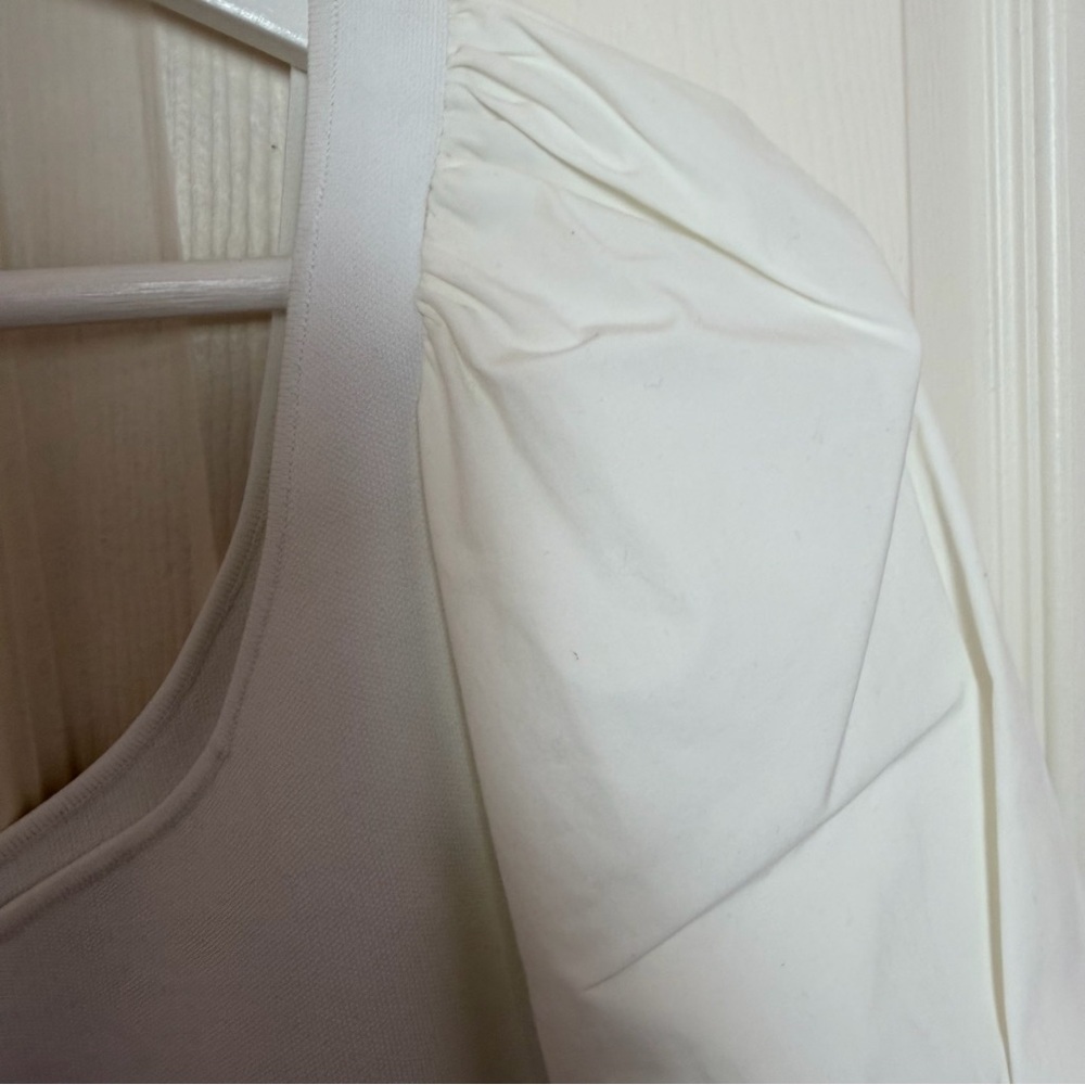 Theory Glossed Scoop Top White Puff Sleeve Size S - Picture 6 of 6